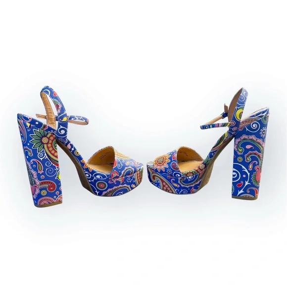 NWOT Chinese Laundry Women’s Abie Paisley Platform Psychedelic Chunky Heels - Picture 7 of 15